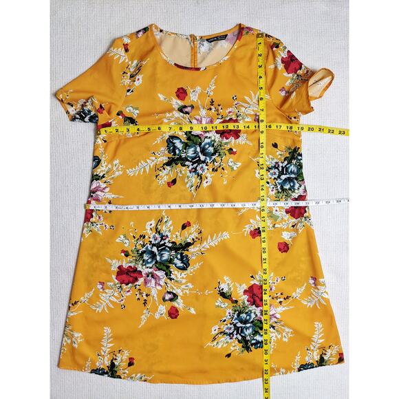 SHEIN Yellow Floral Shift Dress Size Small - Picture 11 of 11